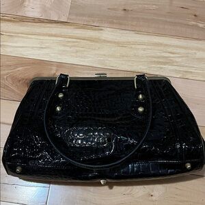 Naturalizer Black Crocodile-Embossed Shoulder Bag